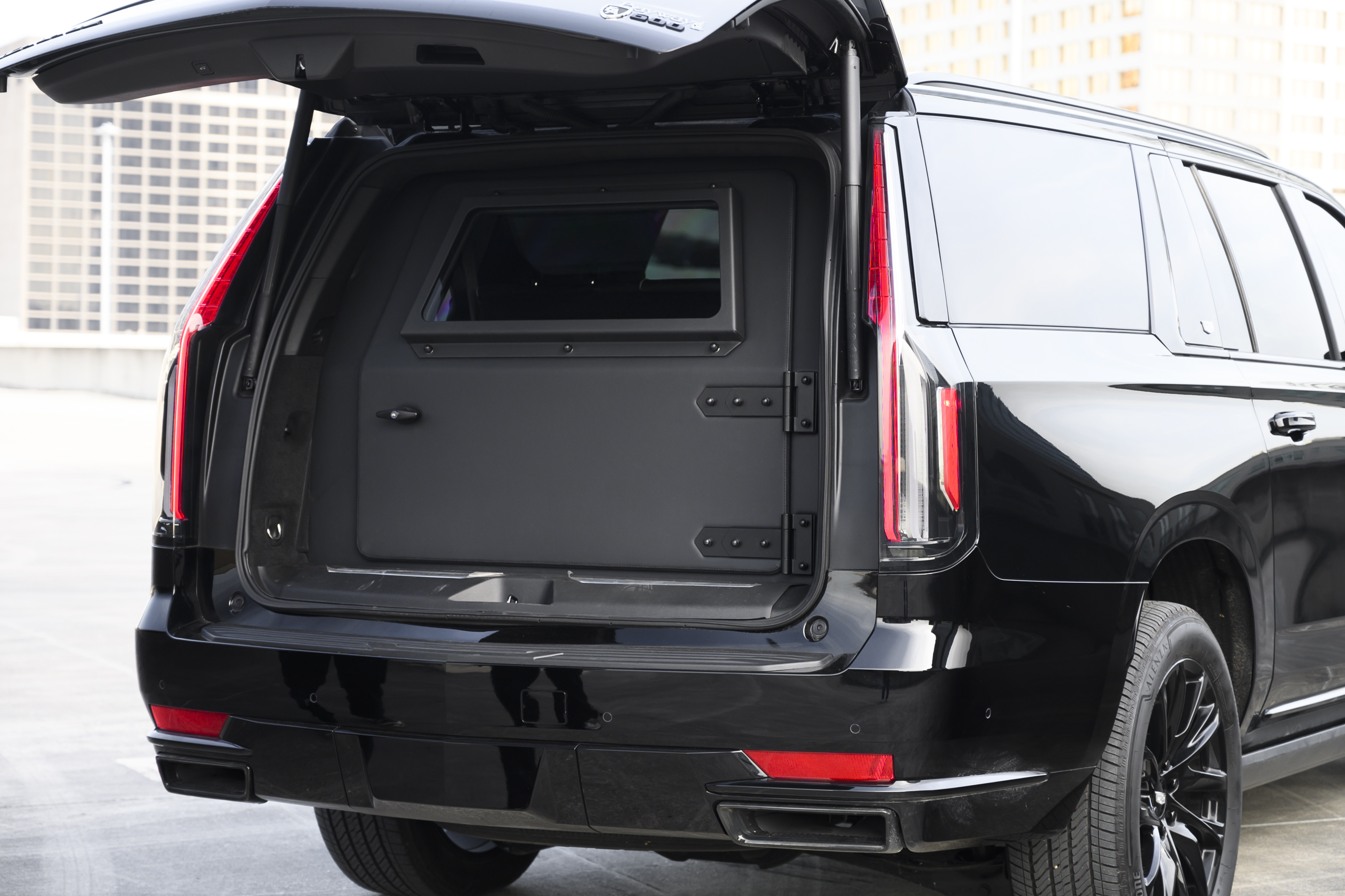 Inside protection of a luxury bulletproof armored SUV Cadillac Escalade for rent